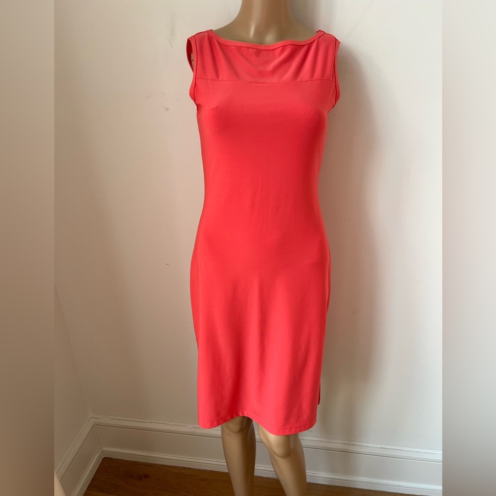 Elegant Coral Sleeveless Dress